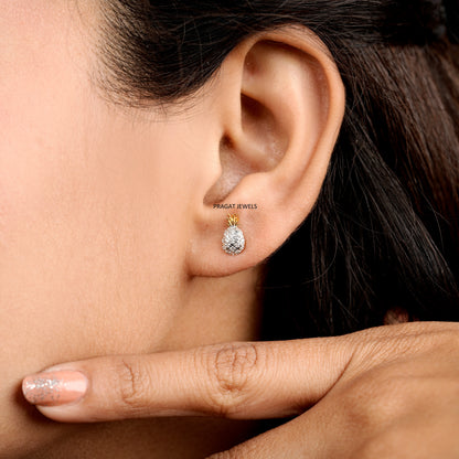 Diamond Pineapple Stud Earrings/Mini Pineapple Diamond Ear Stud/Golden Crown Pineapple Studs NP1233
