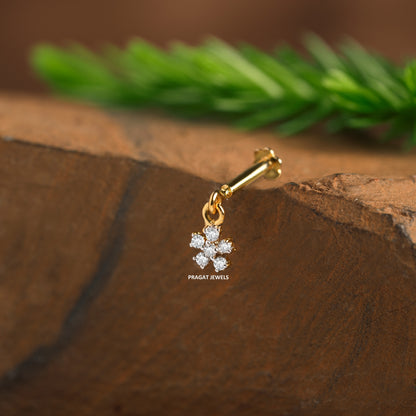 18kt Yellow Gold Floral Diamond Helix Bugadi Piercing