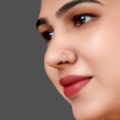 Diamond Stud 18K Yellow Gold  11MM Nose Ring,A Percious Gift for The Percious One.