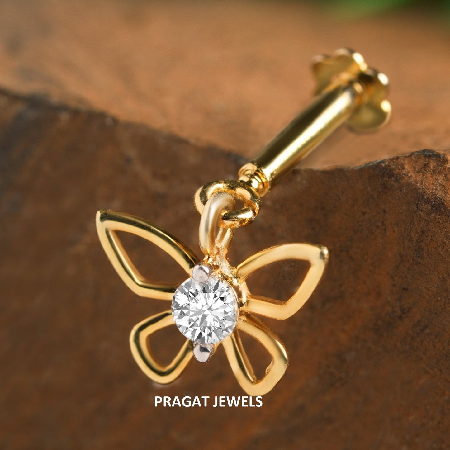 Butterfly Helix Bugadi Piercing 18K Gold Diamond Bugadi