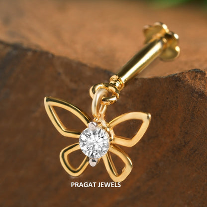 Butterfly Helix Bugadi Piercing 18K Gold Diamond Bugadi