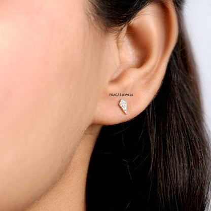 Facet Edge Diamond Studs/Crystal Angle Diamond Earrings/Sleek Cut Diamond Stud/NP1216