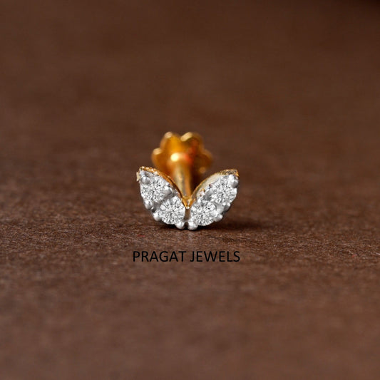 Elegant Diamond Butterfly Nose Pin/Graceful Butterfly Diamond Nose Stud/NP1174