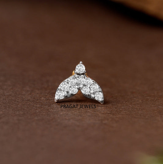 Elegant Diamond Wing Nose Pin/Graceful Twin Wing Diamond Nose Stud/NP1226