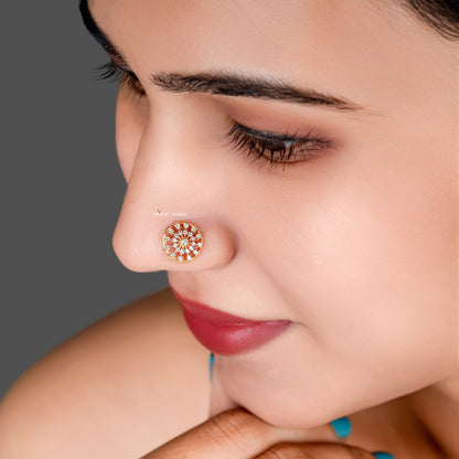 Teeny Tiny Round Brilliant Cut Diamond Stud 18k 9.1MM Medium Flower Nosepin A precious Gift for The Percious One.