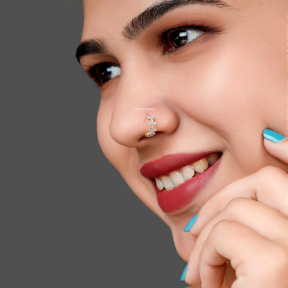 Brilliant Cut Diamond Stud 18K Yellow Gold  11MM Nose Ring,A Percious Gift for The Percious One.