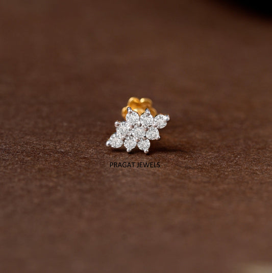 Mini Spark Diamond Stud Nose Pin/Classic Diamond Mosaic Stud/Petite Diamond Cluster Studs NP0797