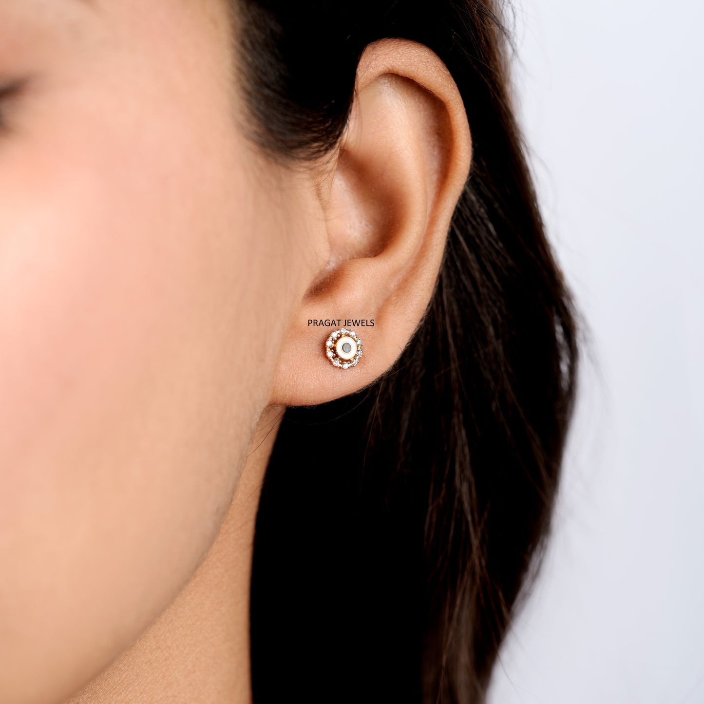 Eternal Halo Diamond Studs/Classic Circle Diamond Earrings/Radiant Halo Diamond Stud/NP1232