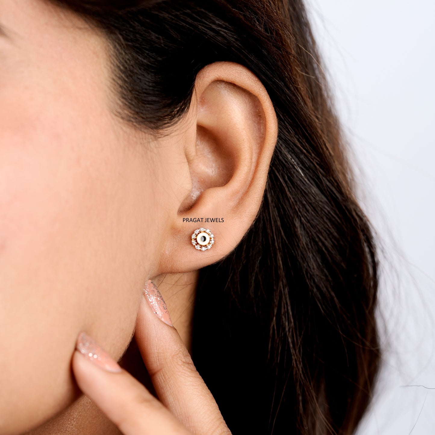 Eternal Halo Diamond Studs/Classic Circle Diamond Earrings/Radiant Halo Diamond Stud/NP1232