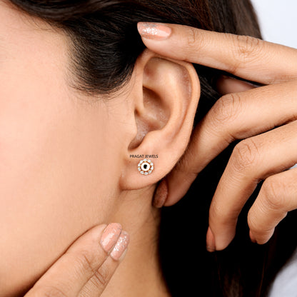 Eternal Halo Diamond Studs/Classic Circle Diamond Earrings/Radiant Halo Diamond Stud/NP1232