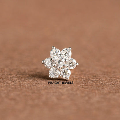 Flower Nose Stud, Diamante Nose Stud,Crystal Nose Pin women Gift for The Percious One.