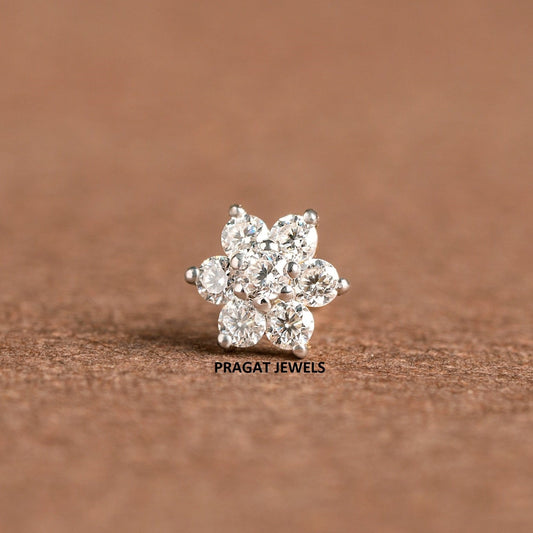 Flower Nose Stud, Diamante Nose Stud,Crystal Nose Pin women Gift for The Percious One.