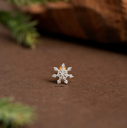 Diamond Nosepin Unique Nose Stud 18K Yellow gold Nose Stud  Shape Nose Stud