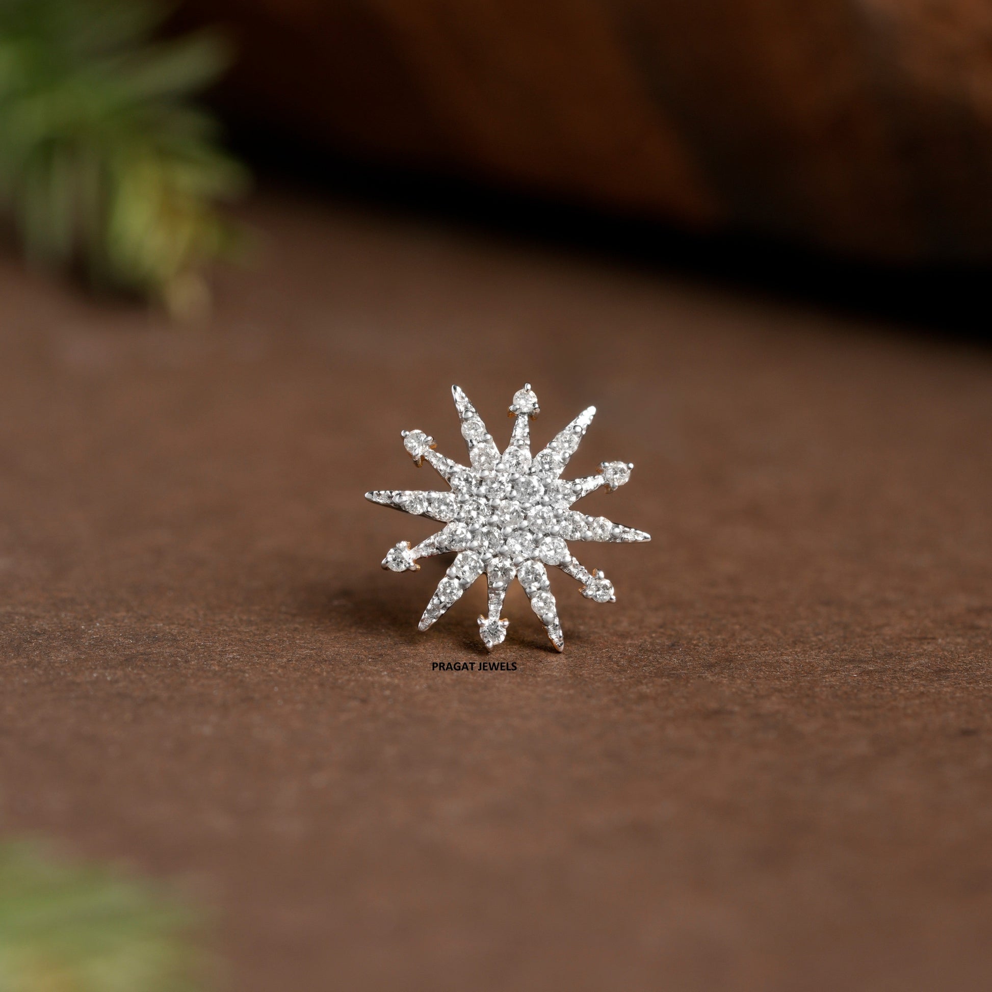 10MM Celestial Star Real Diamond Nosepin ,Handcrafted Just for The star Of Your Life. - PRAGAT JEWELS