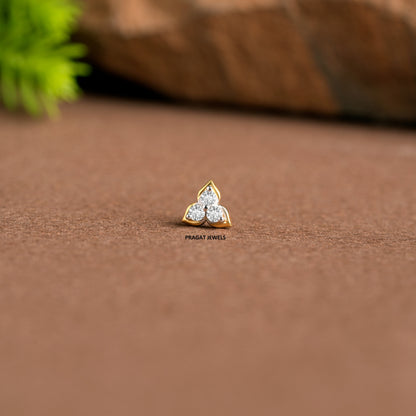 18K Gold Diamond Flower Stud: Nose, Tragus, Conch Piercing