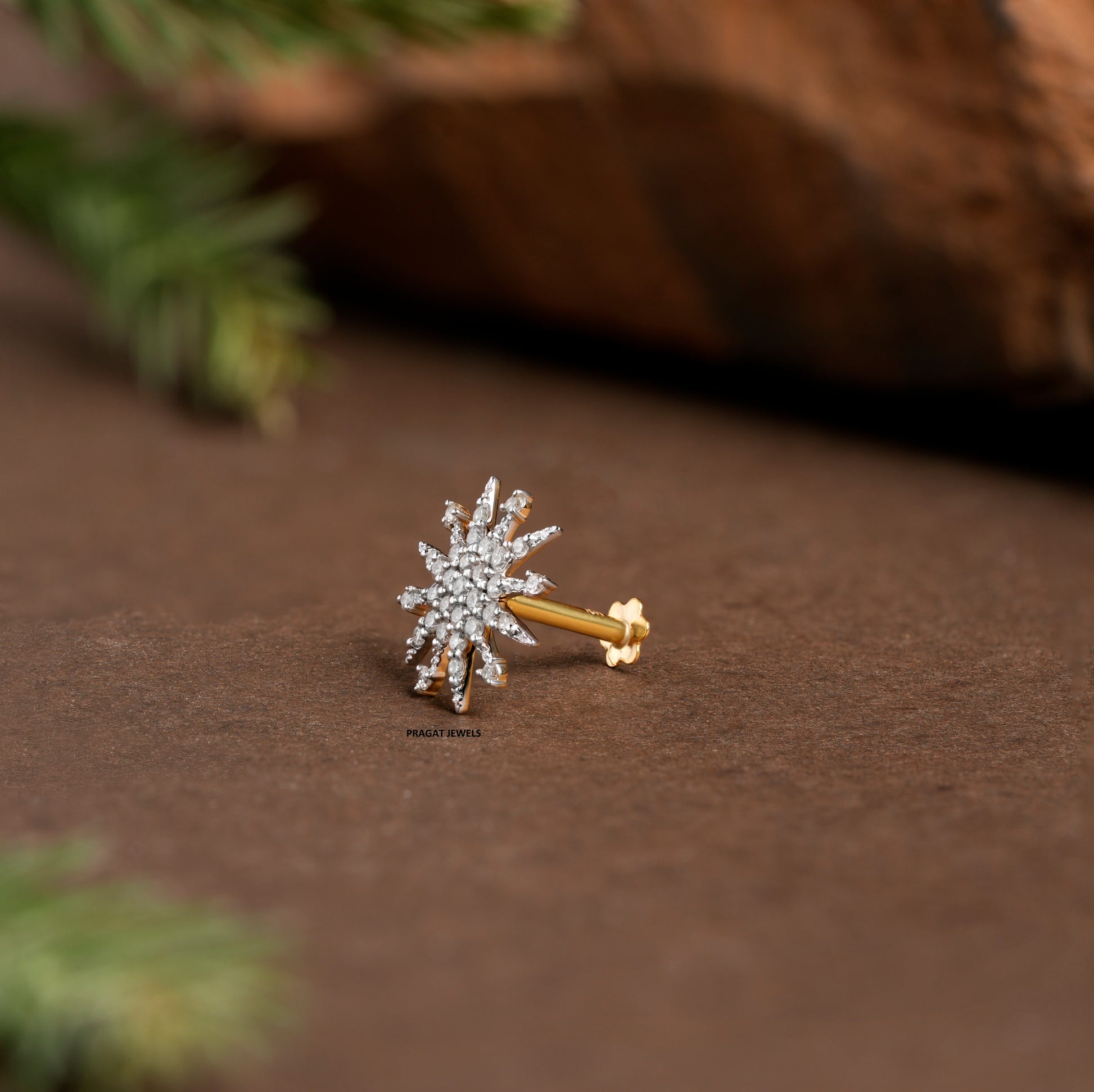 10MM Celestial Star Real Diamond Nosepin ,Handcrafted Just for The star Of Your Life. - PRAGAT JEWELS