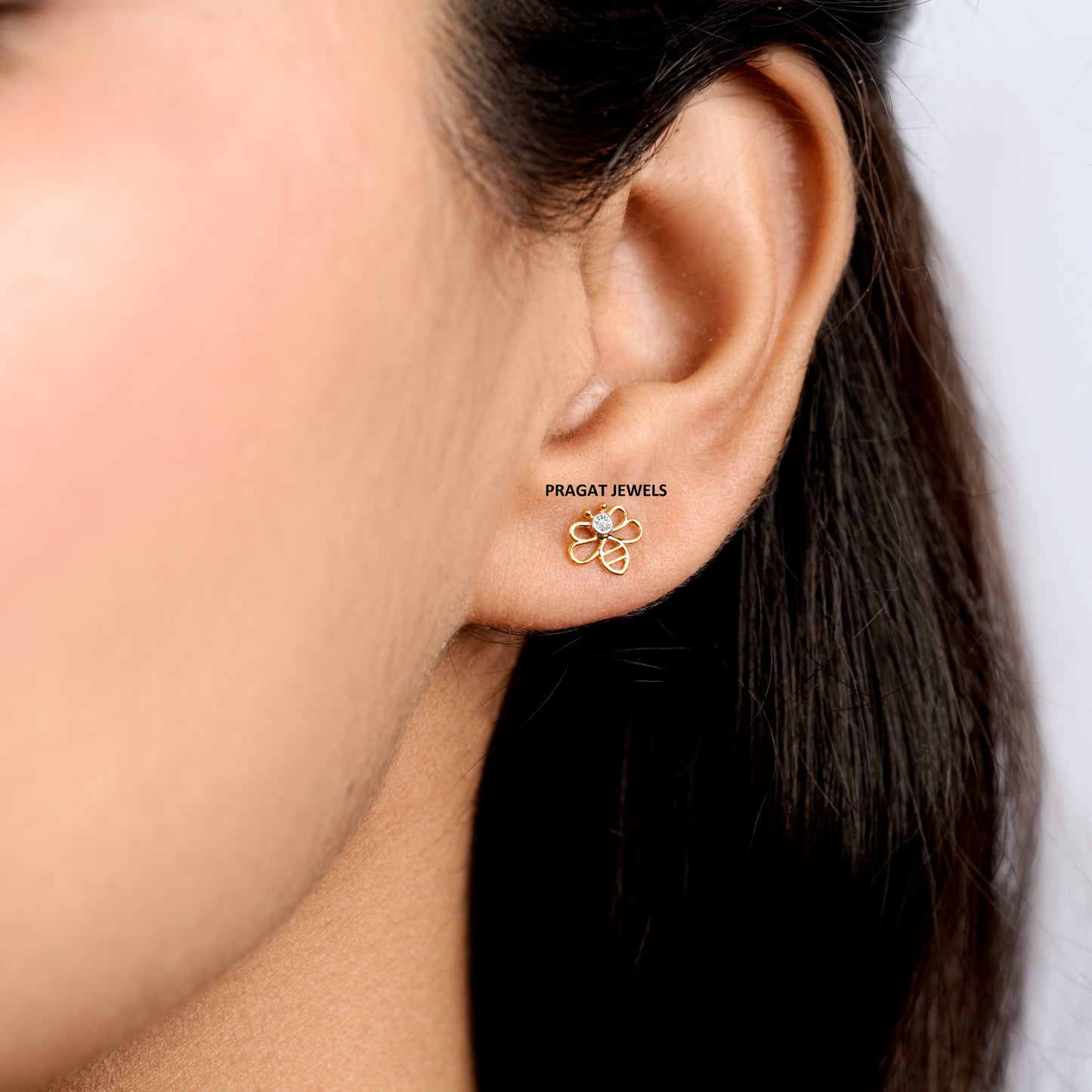 Honey Bee Earrings EARRING for women gold 18kt ,Handcrafted With Love.NP1256