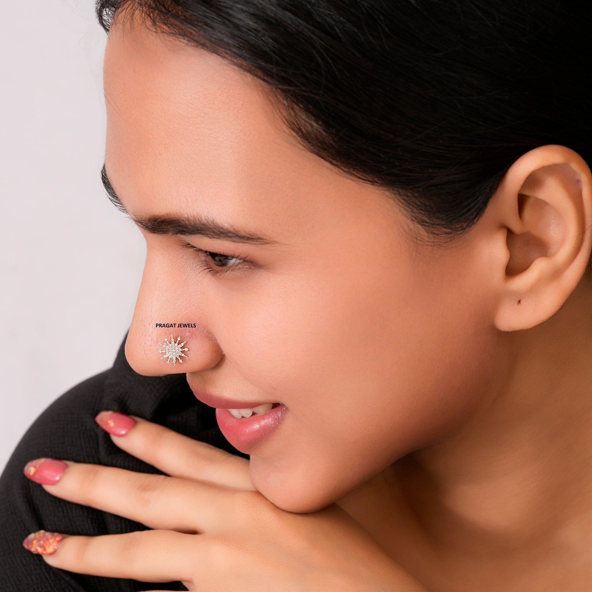 10MM Celestial Star Real Diamond Nosepin ,Handcrafted Just for The star Of Your Life. - PRAGAT JEWELS