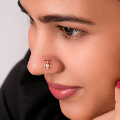 Nose Stud Indian Nose pin Diamond Nose Piercing Unique Nose Stud 18K Yellow gold