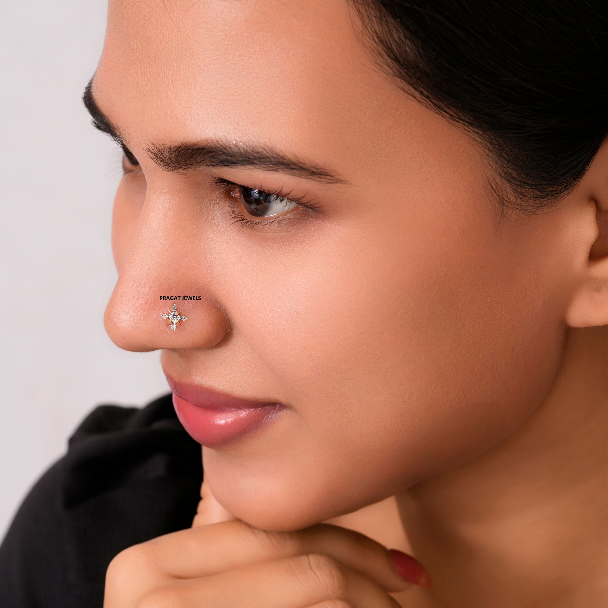 Nose Stud Indian Nose pin Diamond Nose Piercing Unique Nose Stud 18K Yellow gold