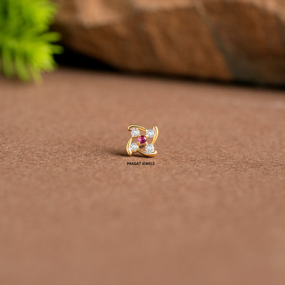 Nose Stud in 18k Solid Gold · Indian Nose Stud · Ruby Stone Nose Piercing Jewelry