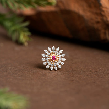 Diamond Nosepin Solitaire Yellow Gold Brillant Cut Diamond Hand crafted with love