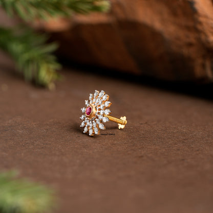 Diamond Nosepin Solitaire Yellow Gold Brillant Cut Diamond Hand crafted with love - PRAGAT JEWELS