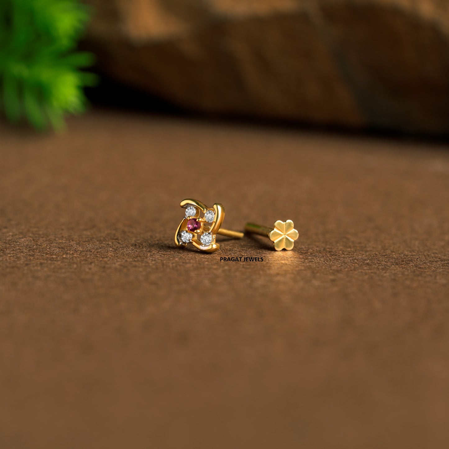 Nose Stud in 18k Solid Gold · Indian Nose Stud · Ruby Stone Nose Piercing Jewelry