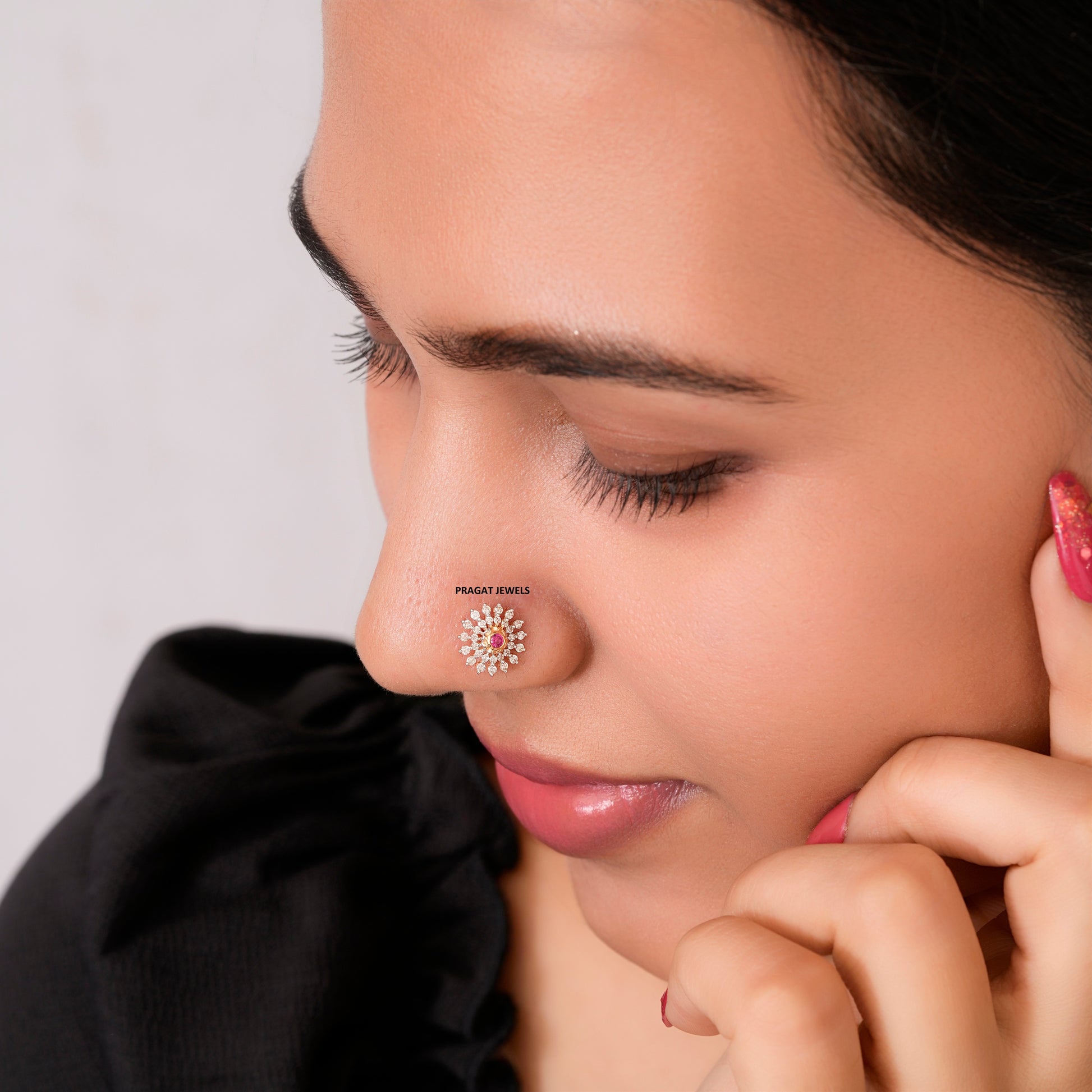 Diamond Nosepin Solitaire Yellow Gold Brillant Cut Diamond Hand crafted with love - PRAGAT JEWELS