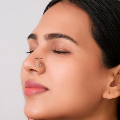 Diamond Nosepin Solitaire Yellow Gold Brillant Cut Diamond Hand crafted with love - PRAGAT JEWELS