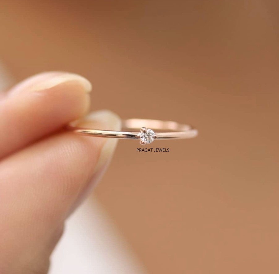 Minimalist Gold Rings with Diamond and Emerald Stones Diamond Stud ring for women Gift for The Percious One.