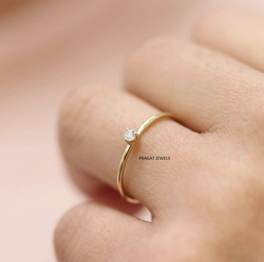 Minimalist Gold Rings with Diamond and Emerald Stones Diamond Stud ring for women Gift for The Percious One.