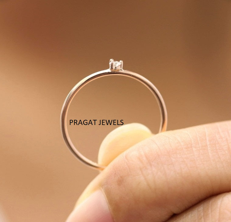 Minimalist Gold Rings with Diamond and Emerald Stones Diamond Stud ring for women Gift for The Percious One.