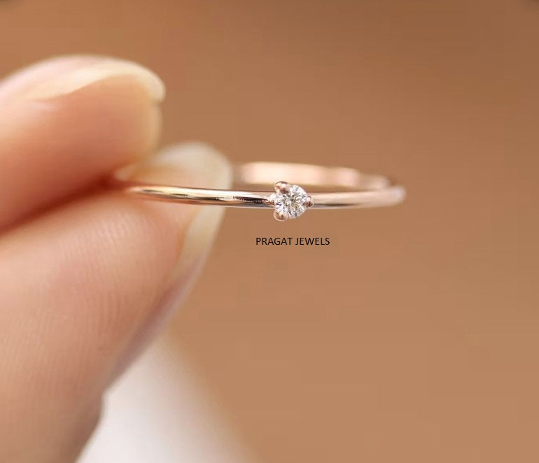 Minimalist Gold Rings with Diamond and Emerald Stones Diamond Stud ring for women Gift for The Percious One.