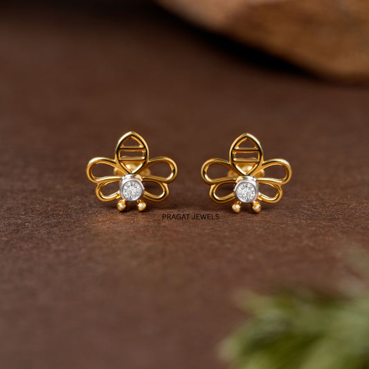 Honey Bee Earrings EARRING for women gold 18kt ,Handcrafted With Love.NP1256