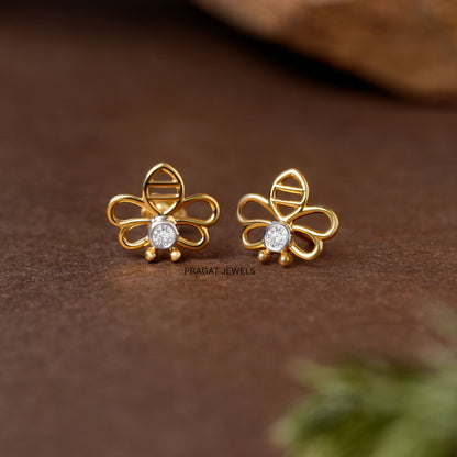 Honey Bee Earrings EARRING for women gold 18kt ,Handcrafted With Love.NP1256