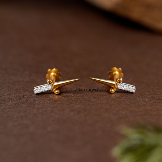 18k Gold Diamond Cross / Small Diamond Cross Earring /Mini Diamond Cross Stud earring Baptism Gift / NP1258