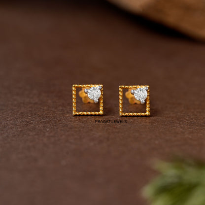 Solid 18k Yellow Gold Dangle Hoops Earring, Minimalist Fine Jewelry, Dainty Drop Earring Gift NP1255