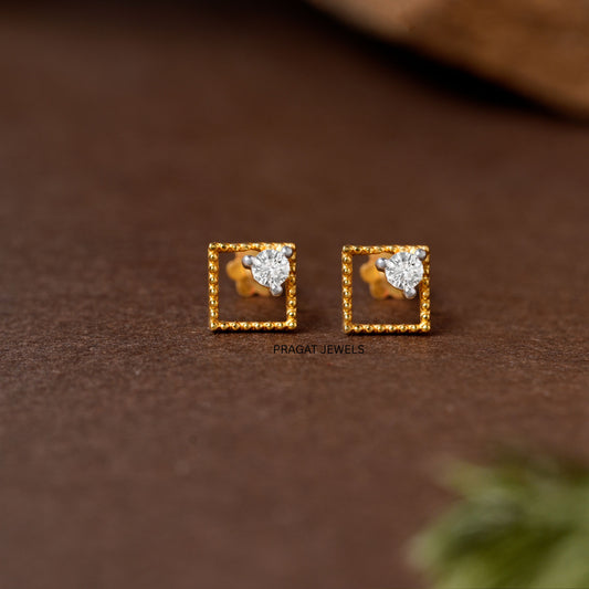 Solid 18k Yellow Gold Dangle Hoops Earring, Minimalist Fine Jewelry, Dainty Drop Earring Gift NP1255