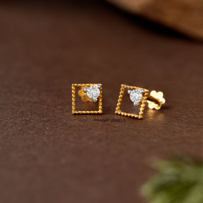 Solid 18k Yellow Gold Dangle Hoops Earring, Minimalist Fine Jewelry, Dainty Drop Earring Gift NP1255