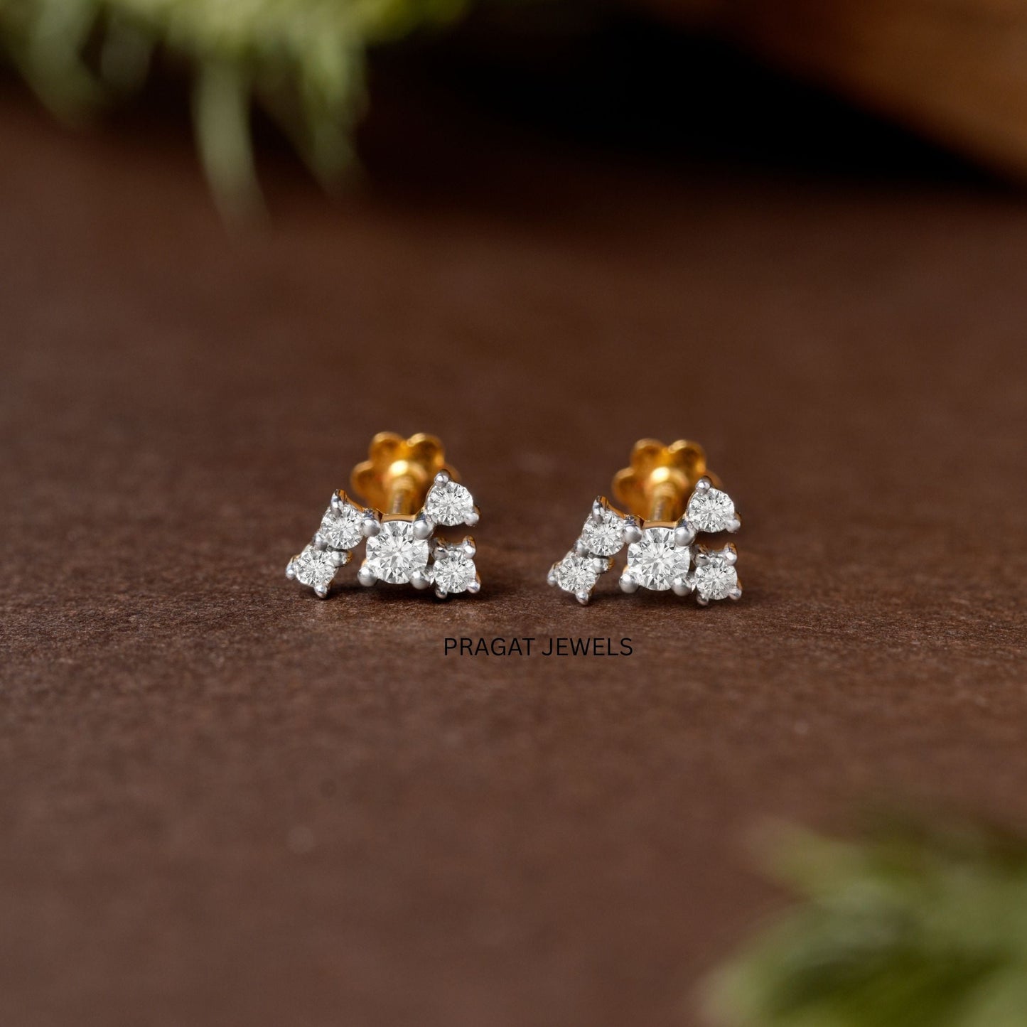 Curved Diamond Stud Earrings | Minimalist Dainty Diamond Jewelry | Modern Everyday Studs NP1249