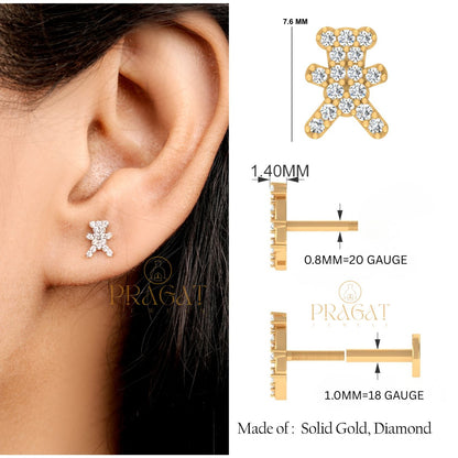 Teddy Bear Earrings ,Gold  Baby Earring Multiple Earrings  ,Everyday Usable Earrings NP1228