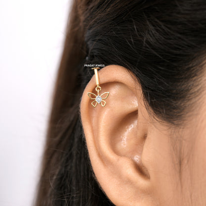 Butterfly Helix Bugadi Piercing 18K Gold Diamond Bugadi