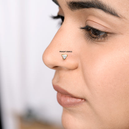 18K Gold Diamond Flower Stud: Nose, Tragus, Conch Piercing