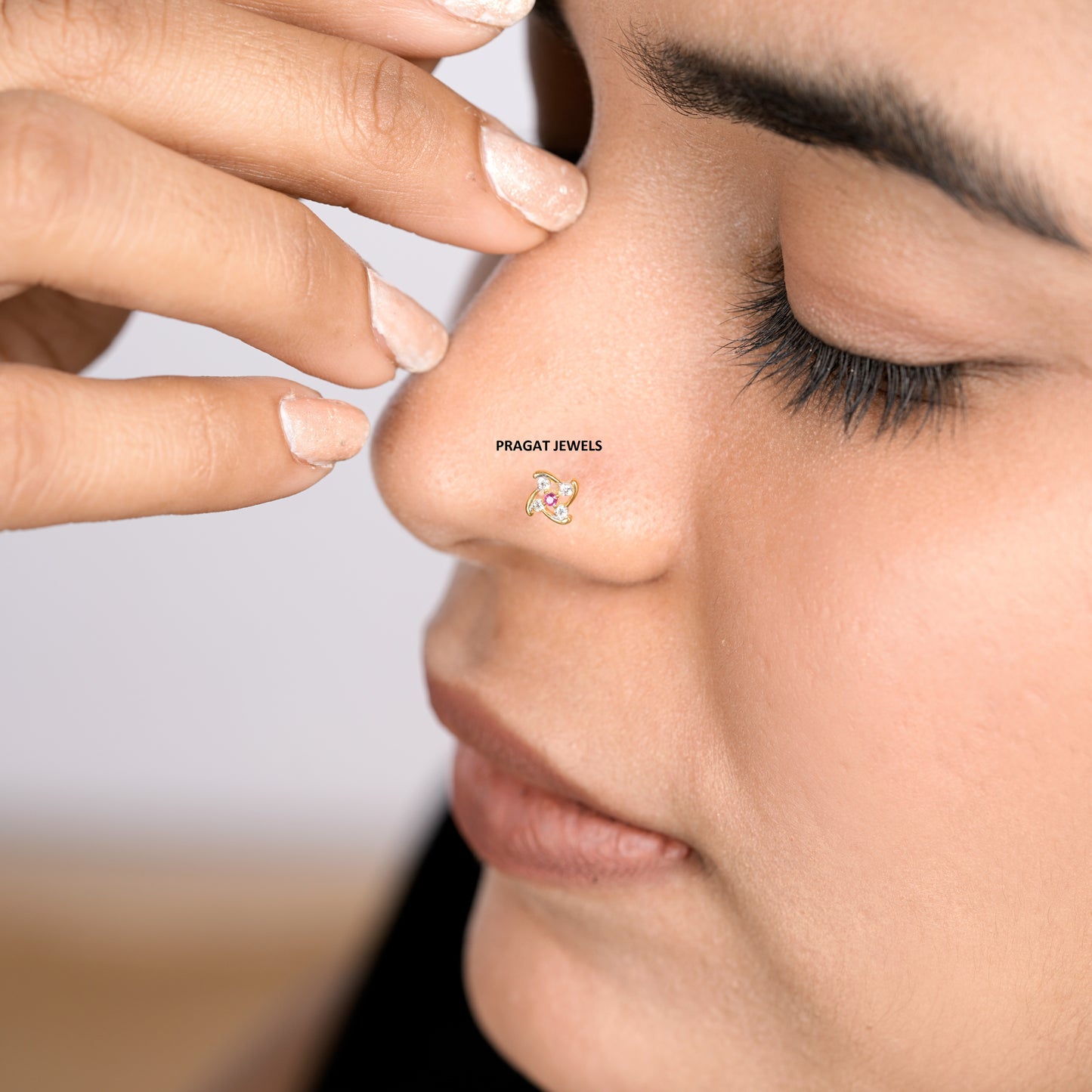 Nose Stud in 18k Solid Gold · Indian Nose Stud · Ruby Stone Nose Piercing Jewelry