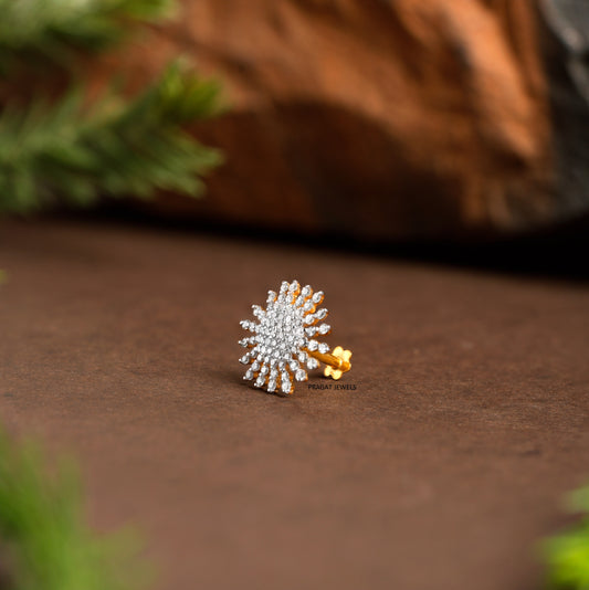 Flower Nosepin 18kGold Diamond Nosepin  for women Gift for The Percious One.