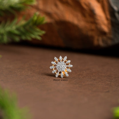Diamond Cluster Nosepin 18k Yellow Gold  Brilliant Cut Diamond Handcrafted With Love.