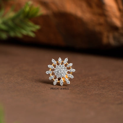 Diamond Cluster Nosepin 18k Yellow Gold  Brilliant Cut Diamond Handcrafted With Love.