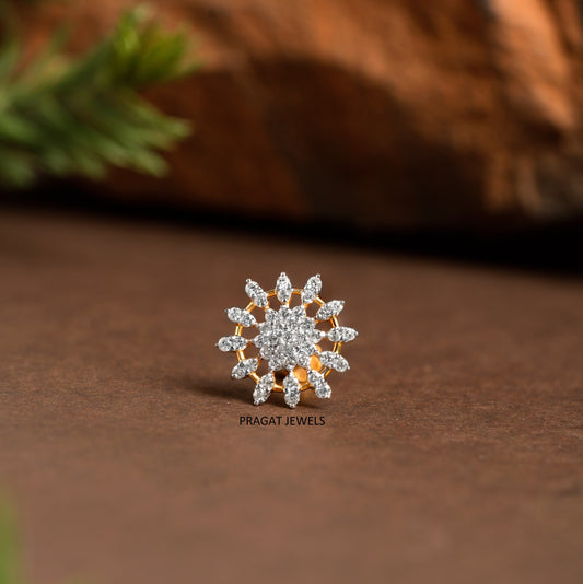 Diamond Cluster Nosepin 18k Yellow Gold  Brilliant Cut Diamond Handcrafted With Love.