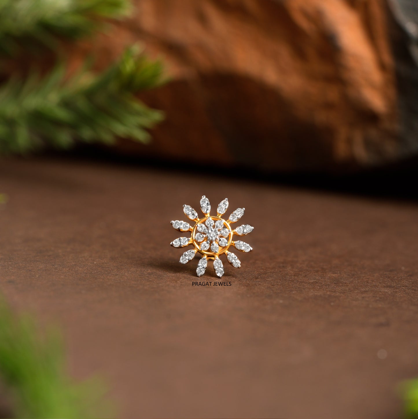 Flower Push Nosepin Stud, Indian Dangle Nose Stud, Tragus Stud, Helix Stud, Gold Nose Piercing,